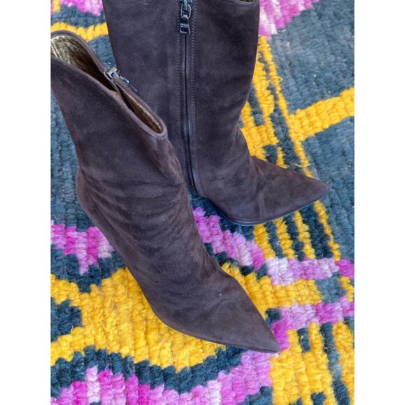 Prada Rich Brown Suede High Platform Boots Fall Essential Y2K ~ Sz 40 10 - Picture 2 of 7